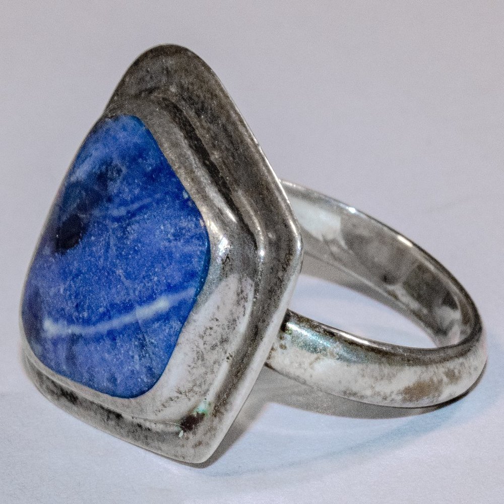 Modernist Sodalite Mexican Sterling Silver Produced by Athra Trading Inc. - Picture 2 of 12